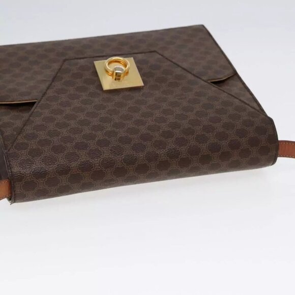 CELINE Macadam Canvas Shoulder Bag PVC Leather Brown Gold Auth - Picture 6 of 16